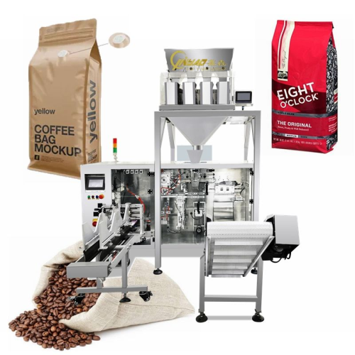 Horizontal Automatic Vacuum Coffee Beans Pouch Filling Machine Zipper Stand up Plastic Kraft Paper Premade Bag Packing Machine