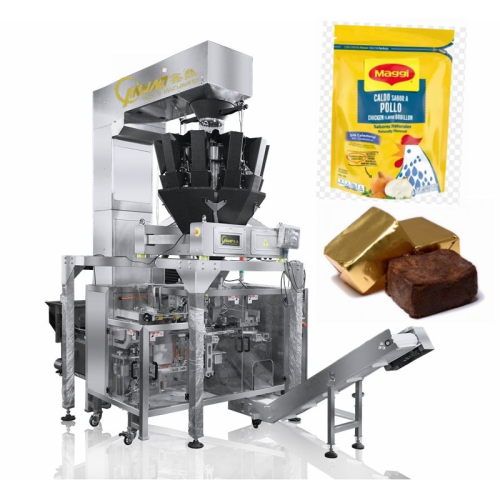 Automatic Chicken Flavor Soup Stock Bouillon Cube Packing Machine Premade Bag Seasoning Cubes Packaging Machine
