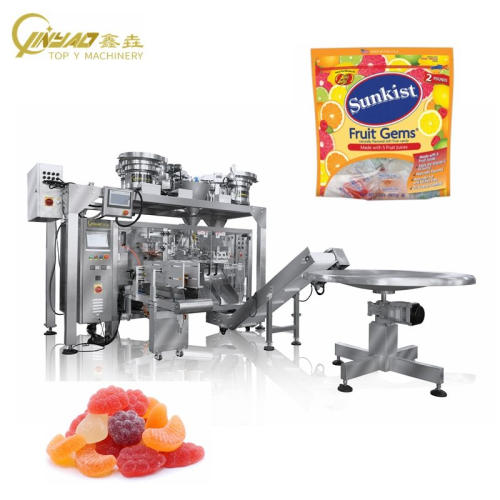 Automatic Standing Zipper Bag Pouch Gummy Candy Counting and Packing Sweet Coin Chocolate Packaging Machine