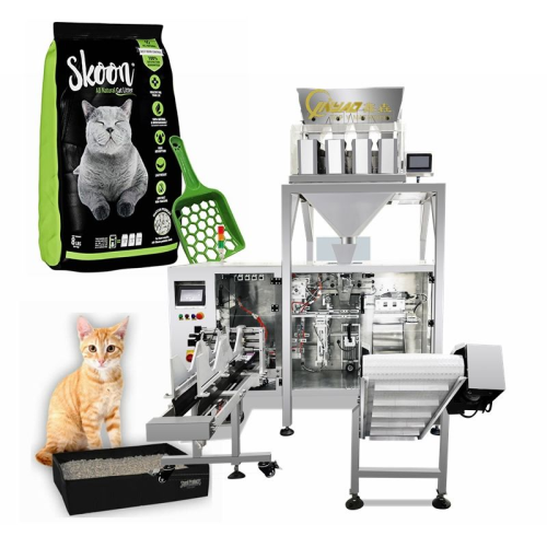 Automatic 5kg Bentonite Silica Cat Litter Gusset Bag Packing Machine Cat Sand Premade Pouch Packaging Machine