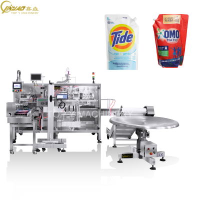 Liquid Laundry Detergent Corner Spout Stand up Pouch Packing Machine With Laser Printing Inkjet Printer