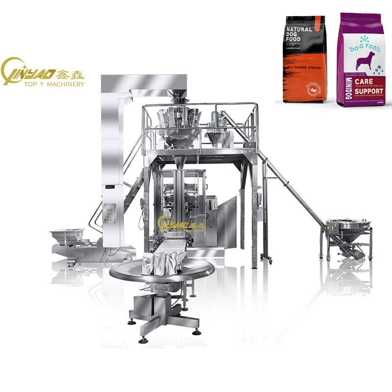 TOPY VFFS quad seal vertical packaging machine for dry kibble dog food at high speed