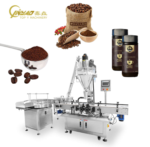 Automatic Flour Chilli Milk Coffee Glass Bottle Aluminum Can Powder Filling and Capping Machine