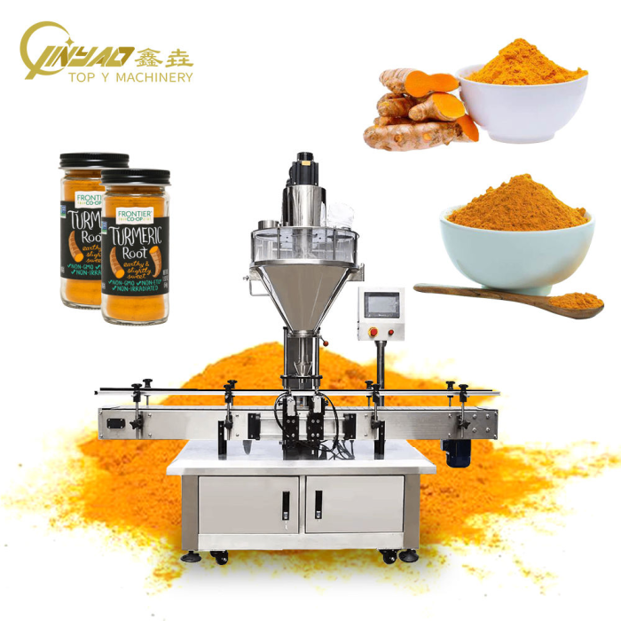 Automatic Powder Screw Coffee Flour Chilli Milk Curcuma Small Bottle Filling Capping Machine