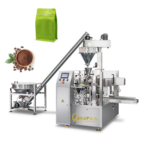 Automatic Cocoa Coffee Matcha Premade Gusset Bag Food Packaging Powder Rotary Packing Machine