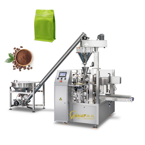 Automatic Cocoa Coffee Matcha Premade Gusset Bag Food Packaging Powder Rotary Packing Machine