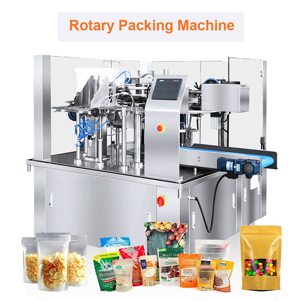 A rotary machine easily adjusting to handle wide pouches