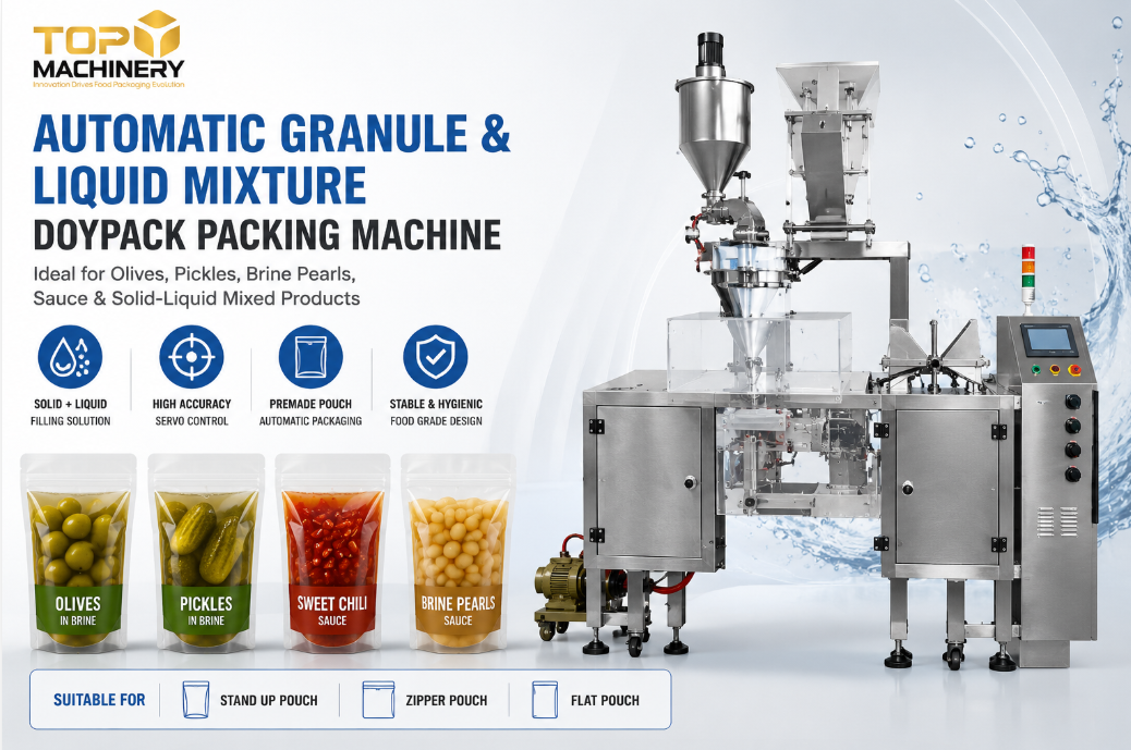 Granule and liquid packing system