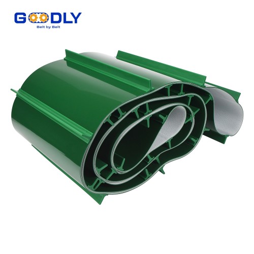 PVC Cleated Conveyor Belt | Incline Belt with Guides | Anti-Slip Design | OEM ODM