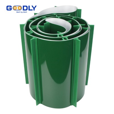 PVC Cleated Conveyor Belt | Incline Belt with Guides | Anti-Slip Design | OEM ODM