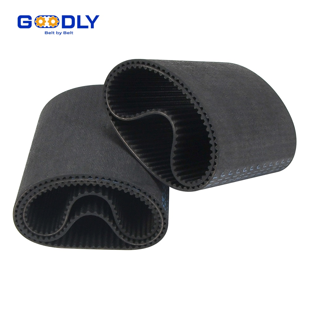 Rubber timing belt loops staged for line maintenance