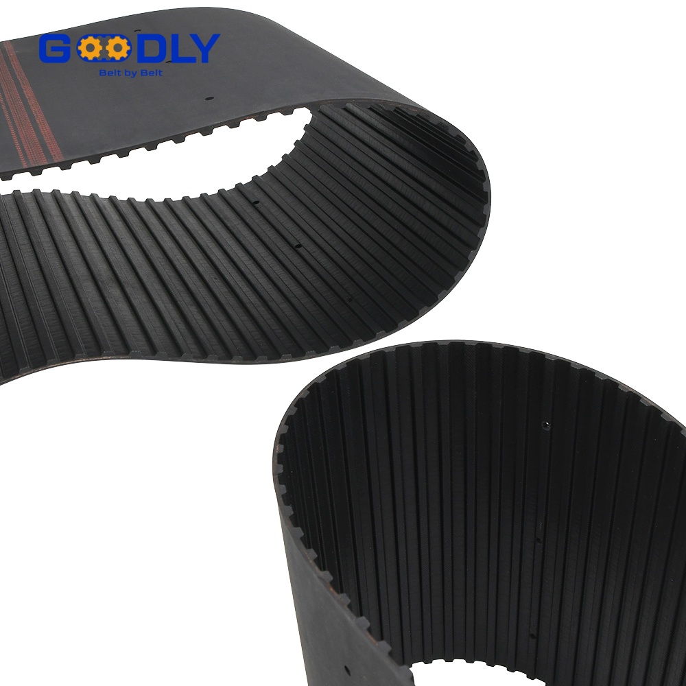 Batch of finished timing belts checked for pitch length tolerance at GOODLY factory
