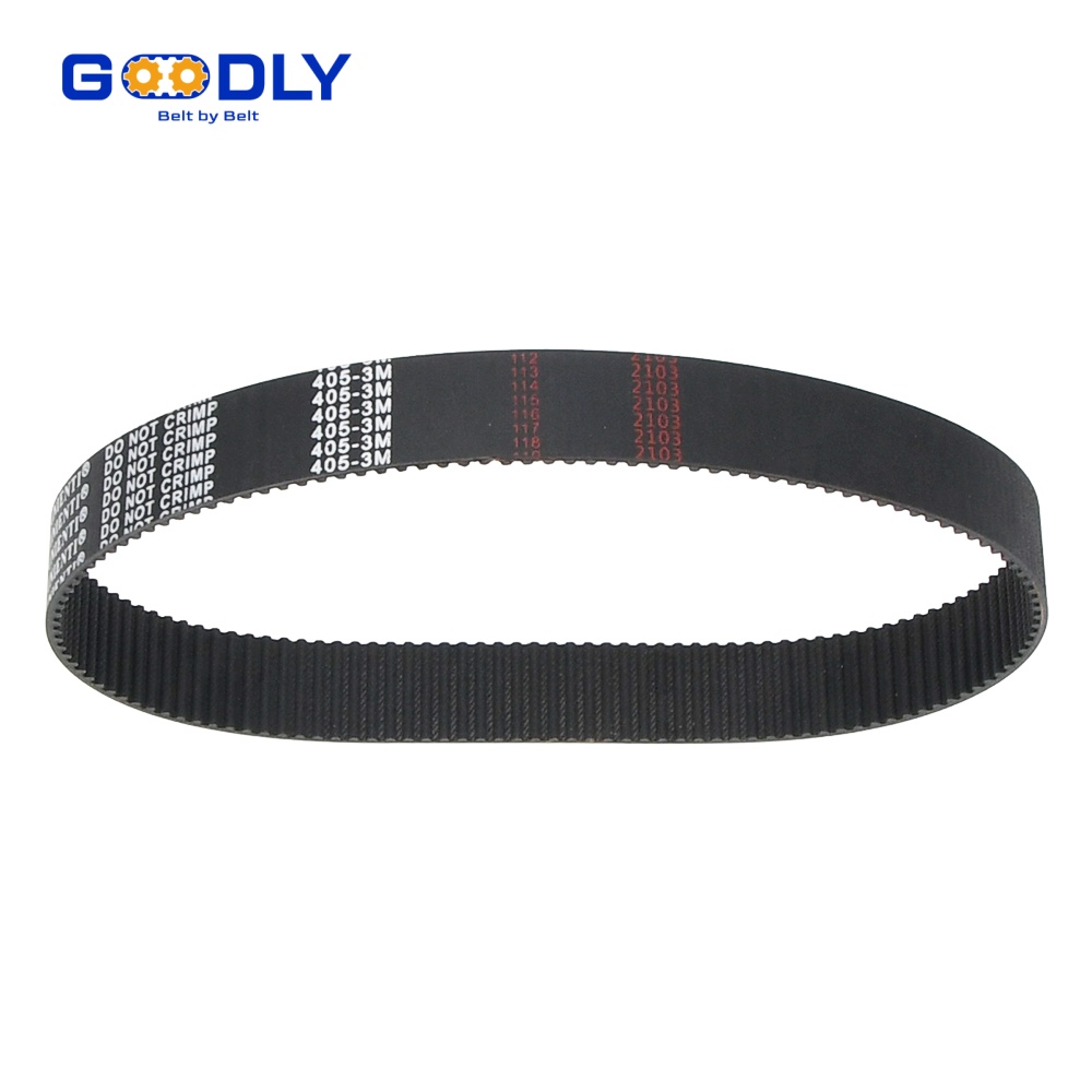 Precision timing belt close-up showing uniform tooth pitch for print registration drives