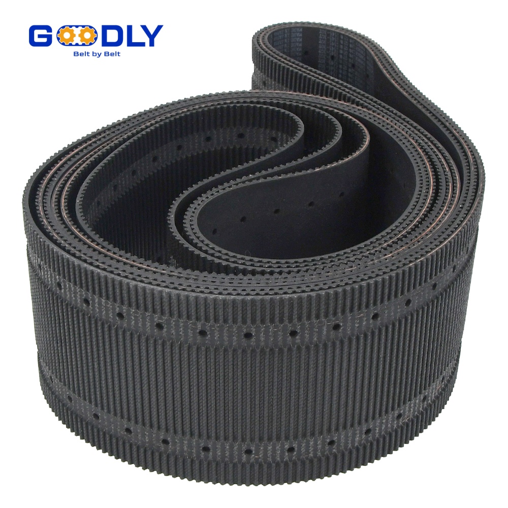 Timing belt with size markings inspected on the production bench