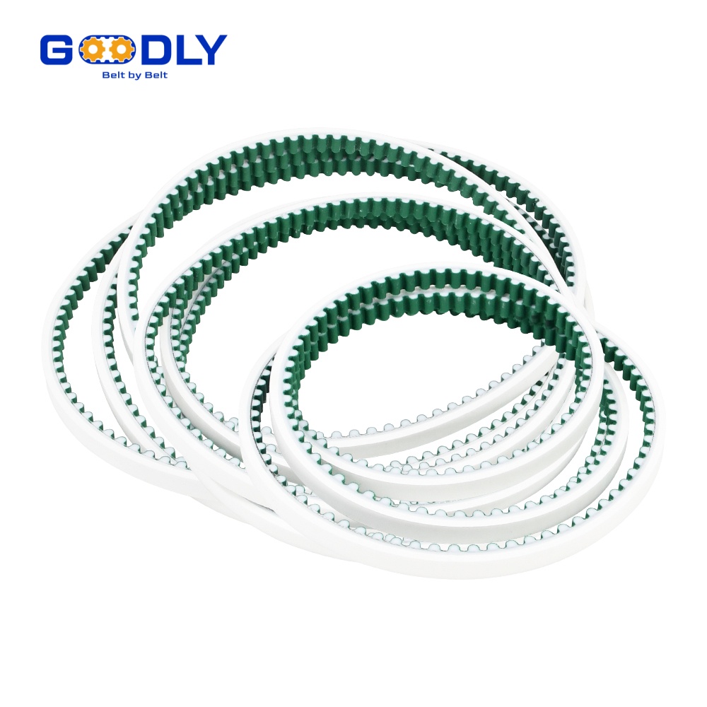 Polyurethane timing belt with antistatic compound for cleanroom conveyor drives