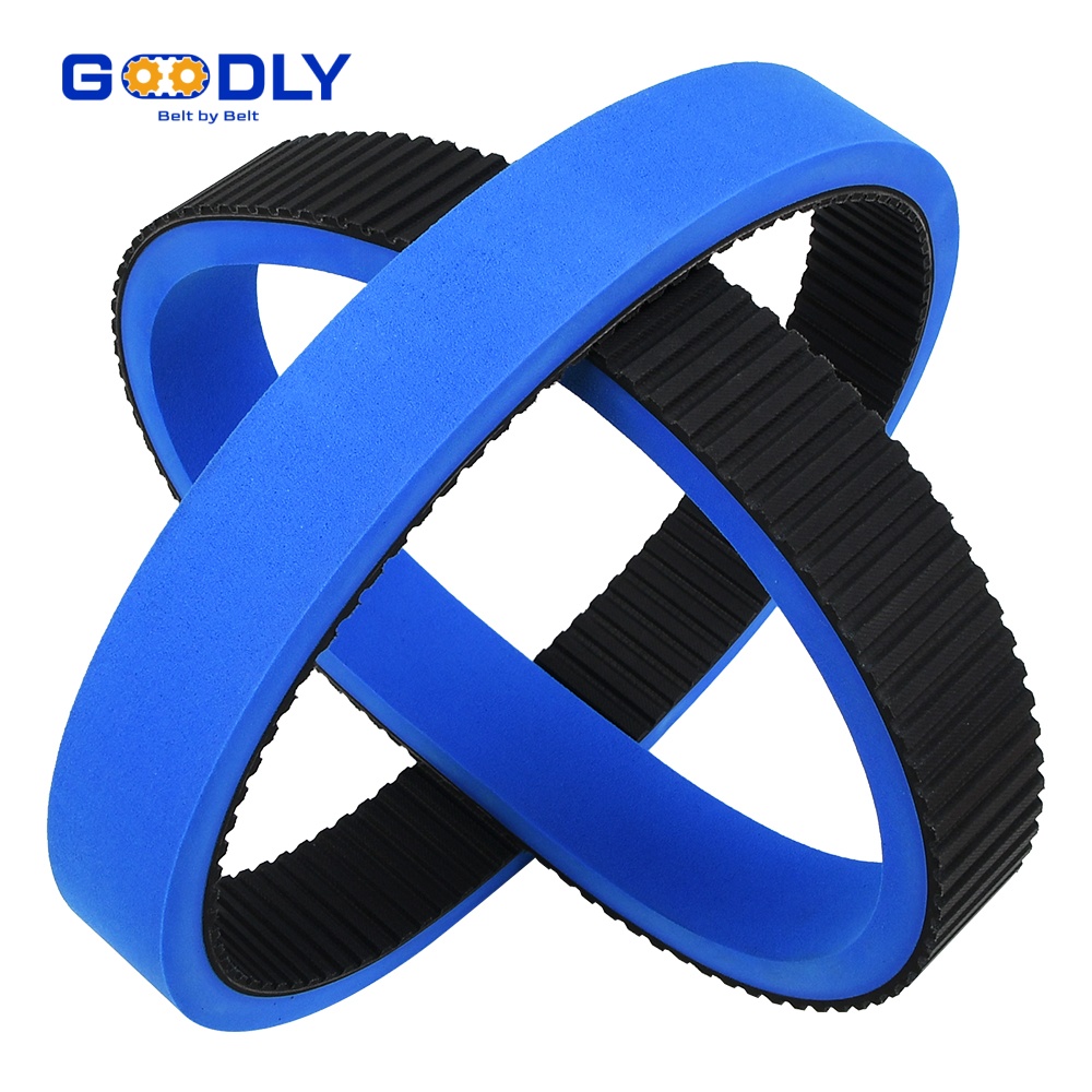 Packaging line timing belt drive under maintenance inspection