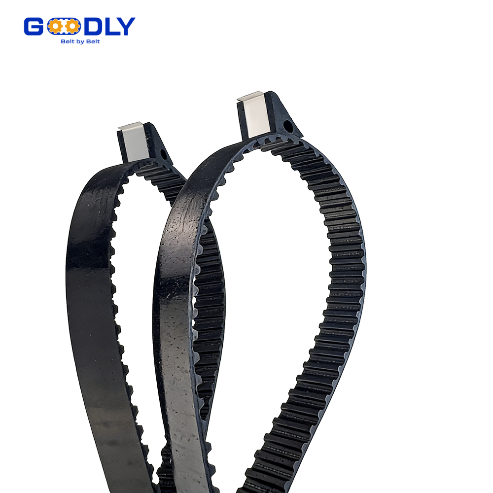 PU timing belt profile showing abrasion-resistant tooth facing