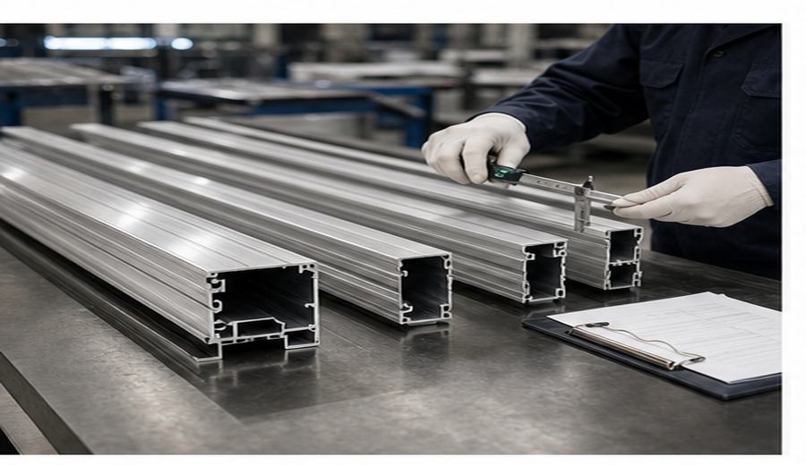Aluminum profiles inspected for Pilates reformer manufacturing