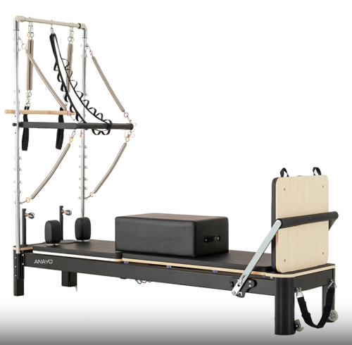 Black Aluminum Pilates Reformer with Tower 4.0