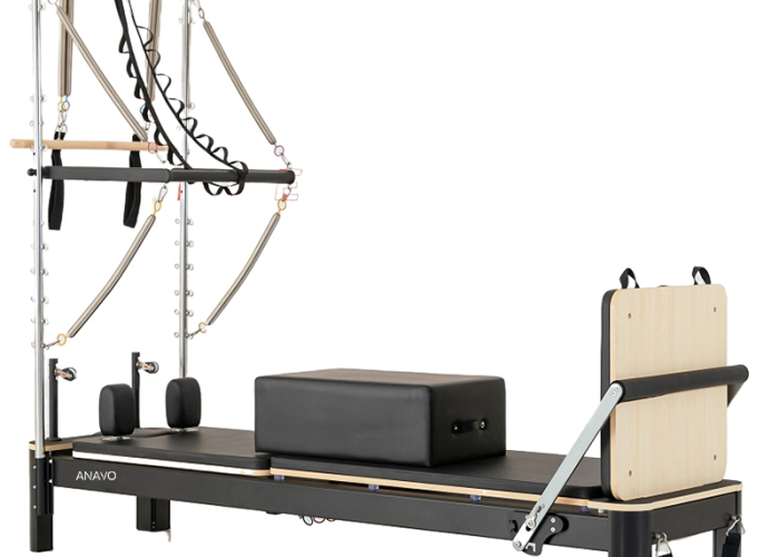 Black Aluminum Pilates Reformer with Tower 4.0
