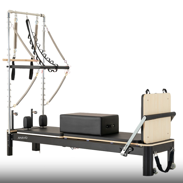 Black Aluminum Pilates Reformer with Tower 4.0