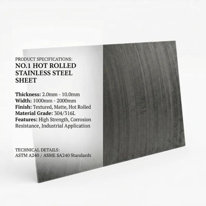 MESCO No.1 Hot Rolled Stainless Steel Sheet | 304/316L Mill Finish Plate | China Factory Direct