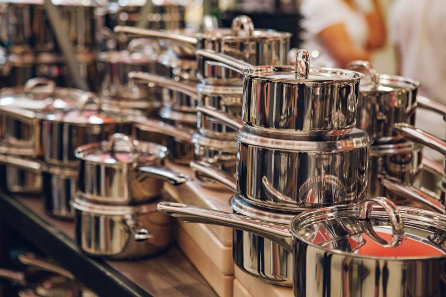 Finished stainless steel cookware made from MESCO tri-ply blanks