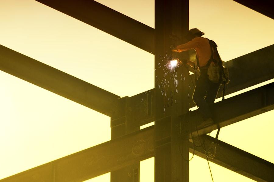 Hot rolled H beam and steel section profiles in stockyard