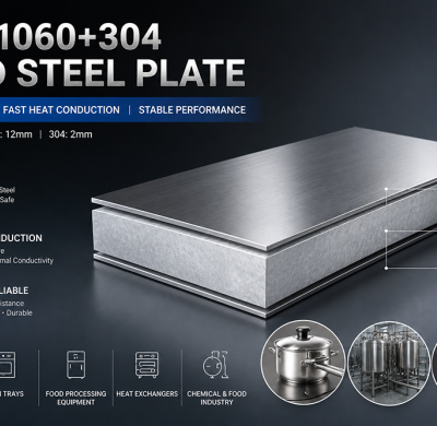 304 + 1060 + 304 Stainless-Aluminum-Stainless Clad Plate | MESCO