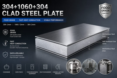 304 + 1060 + 304 Stainless-Aluminum-Stainless Clad Plate | MESCO