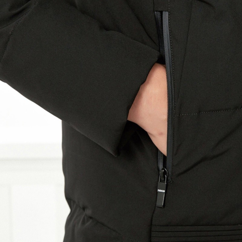 Zipper pocket men's mid to long down jacket
