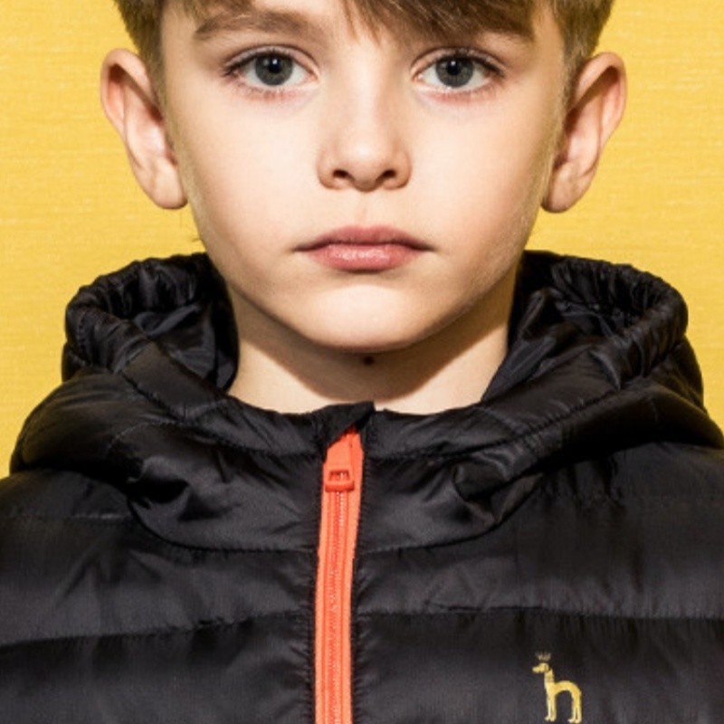 Customized boys' short hooded down jacket