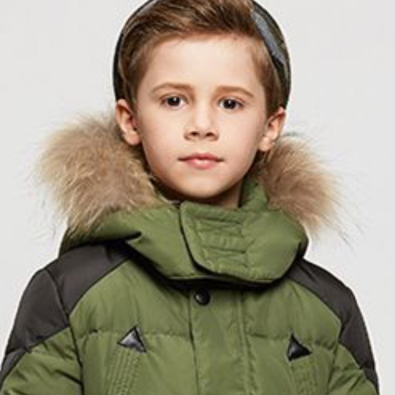 Customized boys' plush collar down jacket
