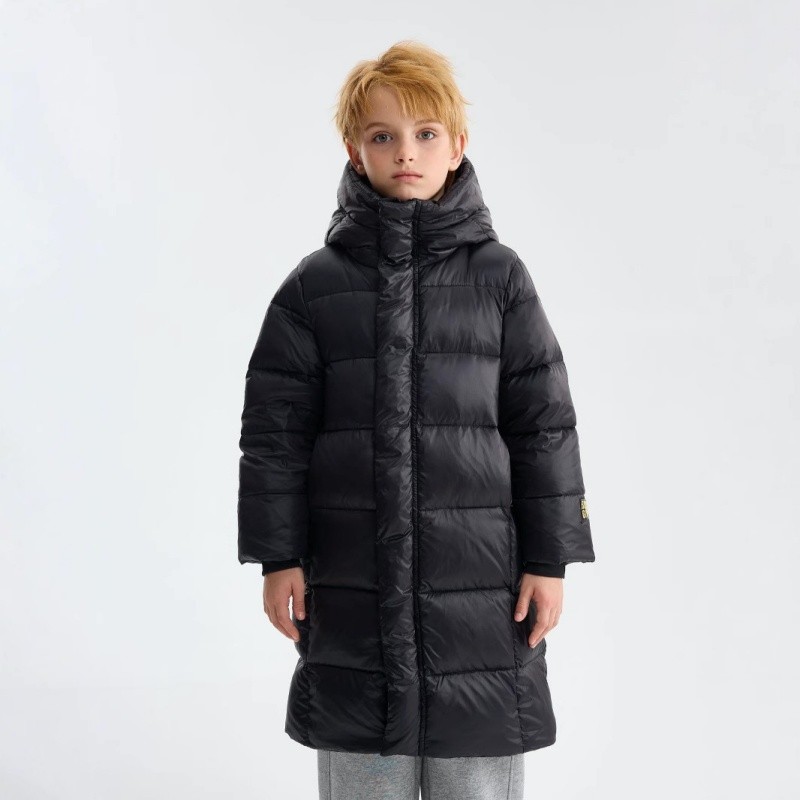 Customized boys' long hooded down jacket
