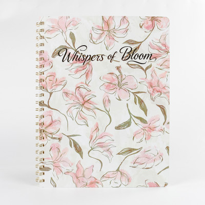 Whispers Bloom Floral Spiral Hardcover A5 Paper Cover 100 Sheets Loose-Leaf Notebook Women Gift Office School Stationery