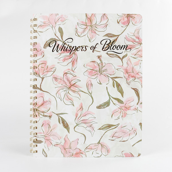 Whispers Bloom Floral Spiral Hardcover A5 Paper Cover 100 Sheets Loose-Leaf Notebook Women Gift Office School Stationery
