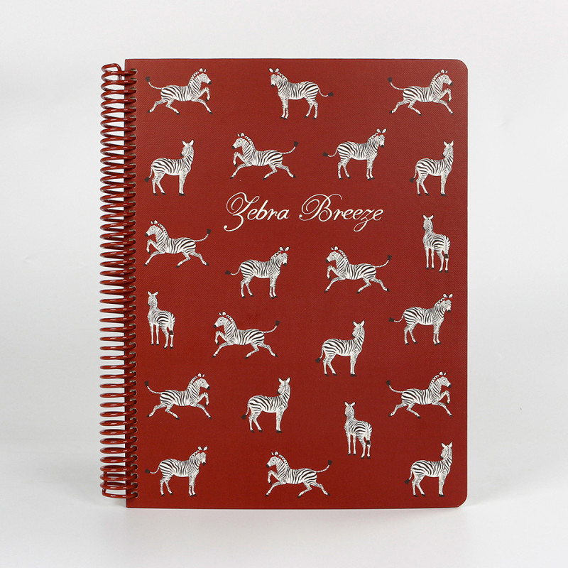 Custom Printed Zebra Pattern Spiral Luxury A4 Hardcover Cardboard Writing Journal 100 Sheets Loose-Leaf Paper PU Cover Gift