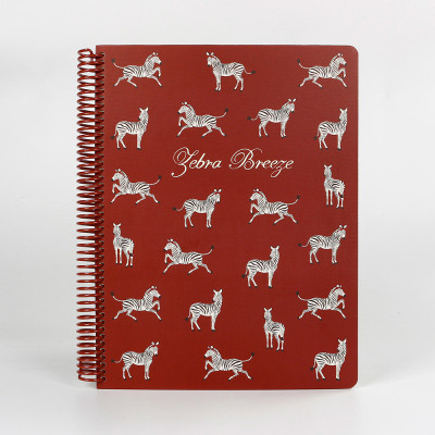 Custom Printed Zebra Pattern Spiral Luxury A4 Hardcover Cardboard Writing Journal 100 Sheets Loose-Leaf Paper PU Cover Gift