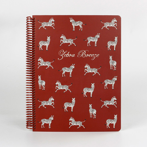 Custom Printed Zebra Pattern Spiral Luxury A4 Hardcover Cardboard Writing Journal 100 Sheets Loose-Leaf Paper PU Cover Gift