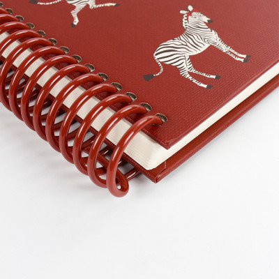Custom Printed Zebra Pattern Spiral Luxury A4 Hardcover Cardboard Writing Journal 100 Sheets Loose-Leaf Paper PU Cover Gift