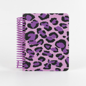 America purple Leopard Print Spiral Notebook B5 Hardcover Journal Women Cute Trendy School Office Stationery Gift 100 Sheets