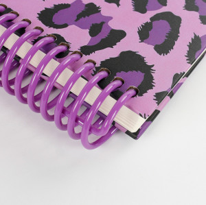 America purple Leopard Print Spiral Notebook B5 Hardcover Journal Women Cute Trendy School Office Stationery Gift 100 Sheets