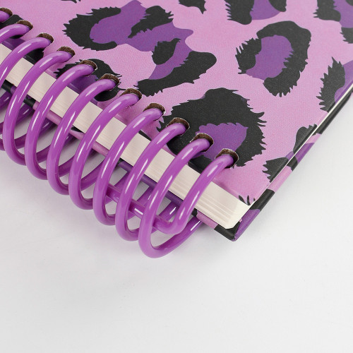 America purple Leopard Print Spiral Notebook B5 Hardcover Journal Women Cute Trendy School Office Stationery Gift 100 Sheets