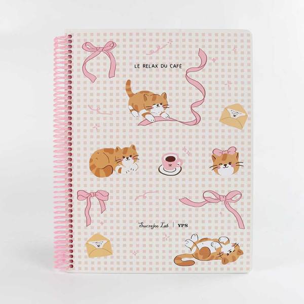 Custom Printed Cat Pattern Spiral Notebook Hardcover Cute Pink Coil Diary for Girls Stationery