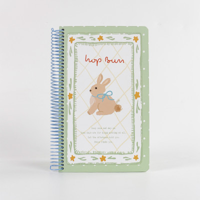 A5 MINI Spiral Notebook - Cute Bunny & Floral Pastel Journal