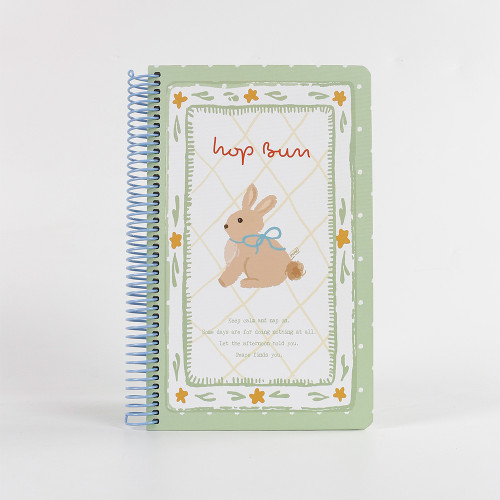 A5 Mini Spiral Notebook Cute Bunny Floral Pastel Journal