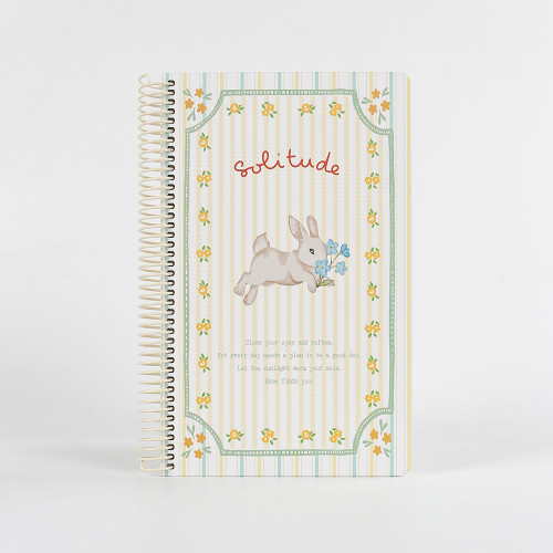 A5 Mini Spiral Notebook Cute Bunny Floral Pastel Journal