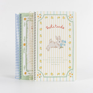 A5 MINI Spiral Notebook - Cute Bunny & Floral Pastel Journal