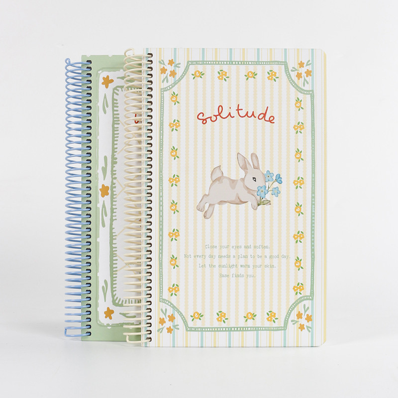 A5 MINI Spiral Notebook - Cute Bunny & Floral Pastel Journal