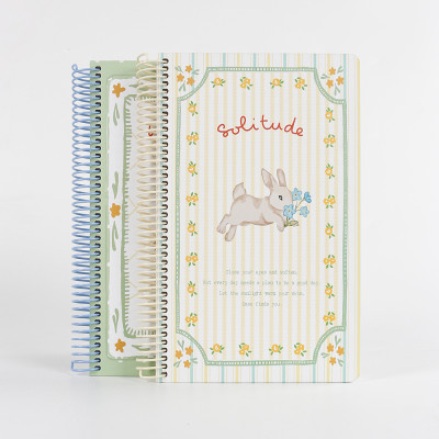 A5 MINI Spiral Notebook - Cute Bunny & Floral Pastel Journal